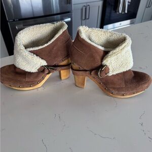 Nine West vintage brown Suede Ankle Boots with Shearling